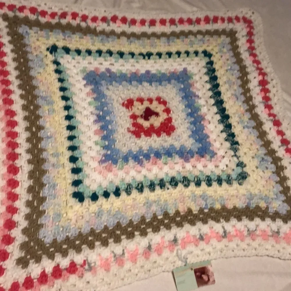 33x33 homemade crocheted baby blanket. Excellent and soft.